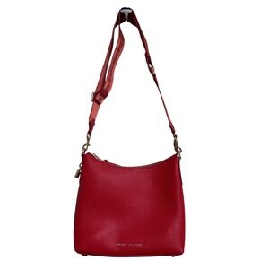 MARC JACOBS Drifter Hobo Red Pebbled Leather Crossbody Bag‎ with Logo Strap